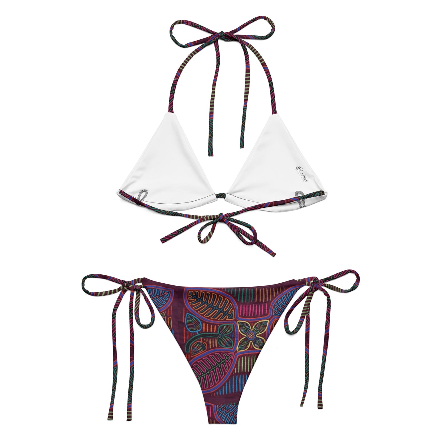 Purple-Maroon Mola String Bikini