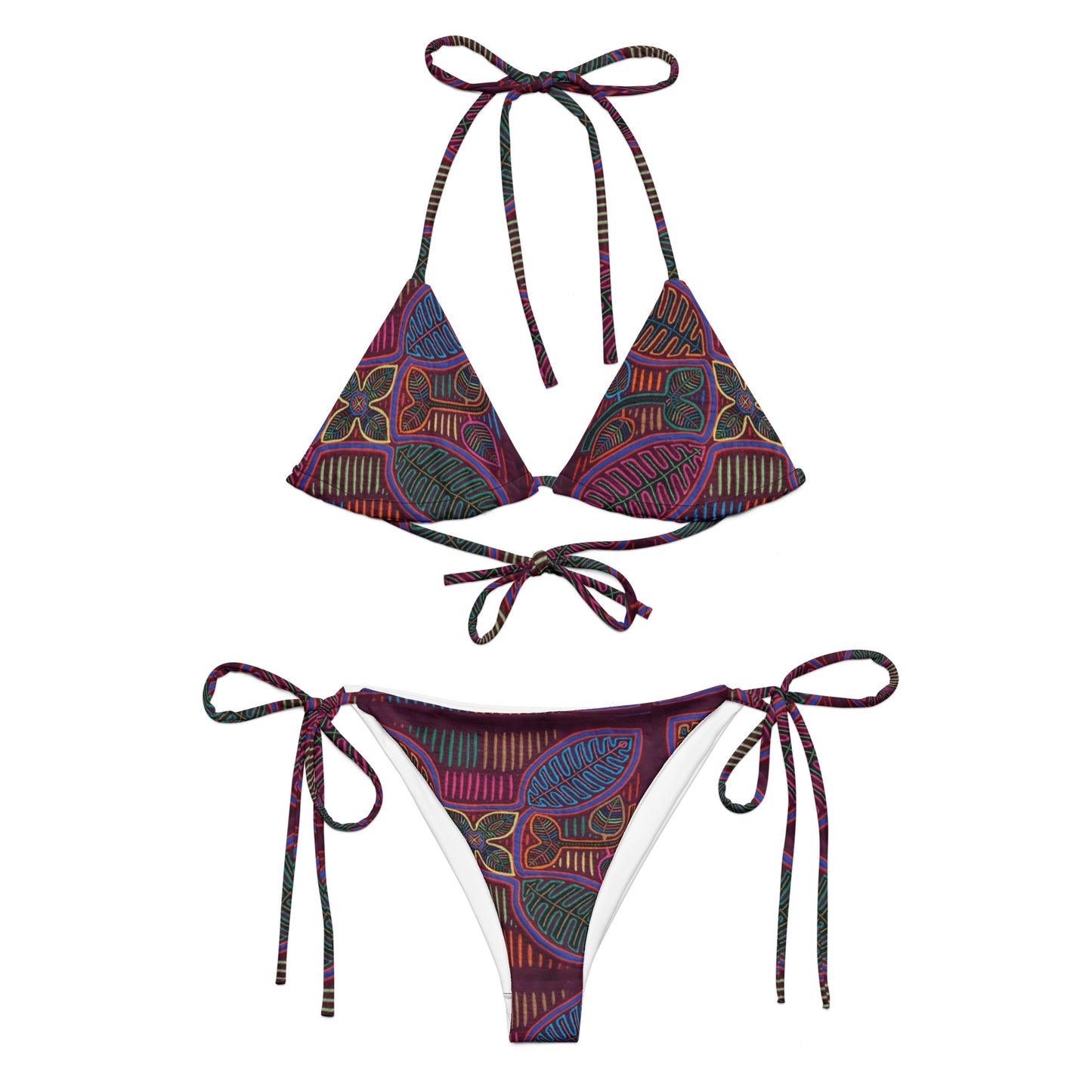 Purple-Maroon Mola String Bikini